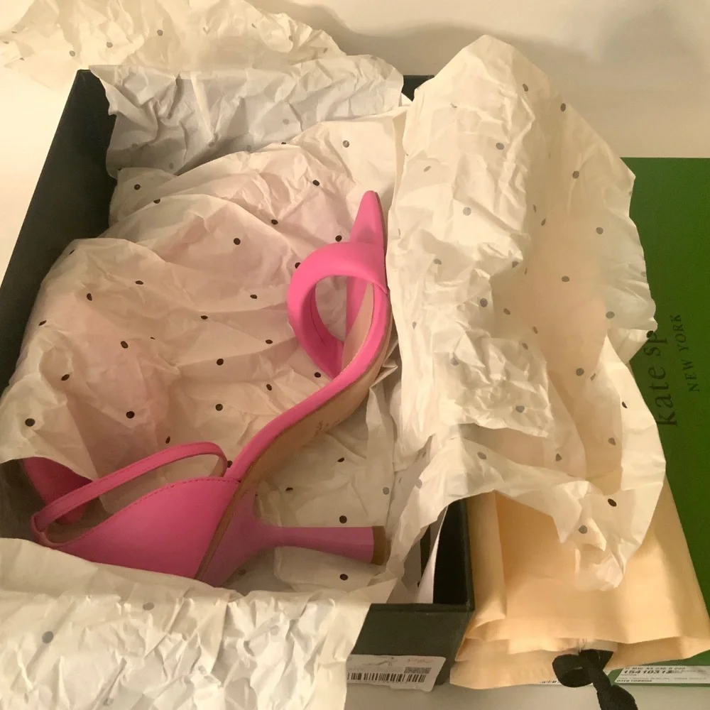 Kate Spade Melrose Ankle Strap Pumps Stiletto Heel Pink Leather Sandals 7.5
